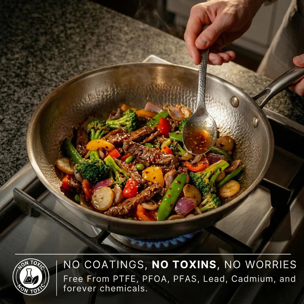 Titanium Hammered Wok Pan