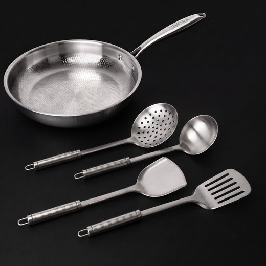 Titanium Hammered Pan Pro & Utensil Set